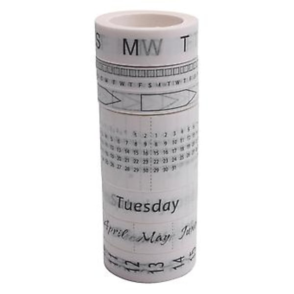 8 Rullar Kalender Washi Tejp Set Datum Dag Vecka Månad Nummer Kalender Washi Maskeringstejp Dekorativ F
