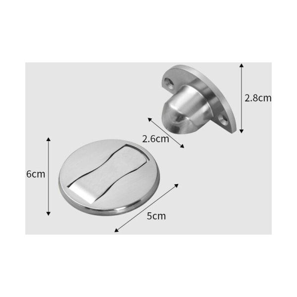 Magnetisk dørstopper 2-pak børstet rustfrit stål usynlig kraftig magnetisk dørstopper sølv ingen boring