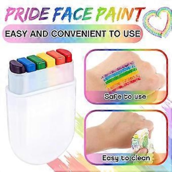 Regnbue Ansiktsmaling Pride Ansikt Kroppsmaling Kit Regnbue Sminkestift for Feiringer Cosplay Bursdag Sminkeutstyr B