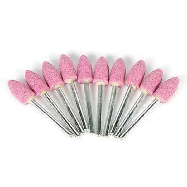 10 st Slipstift Monterade Slipstenar För Tillbehör Slipsten Huvud För Roterande Verktyg - Form Rosa