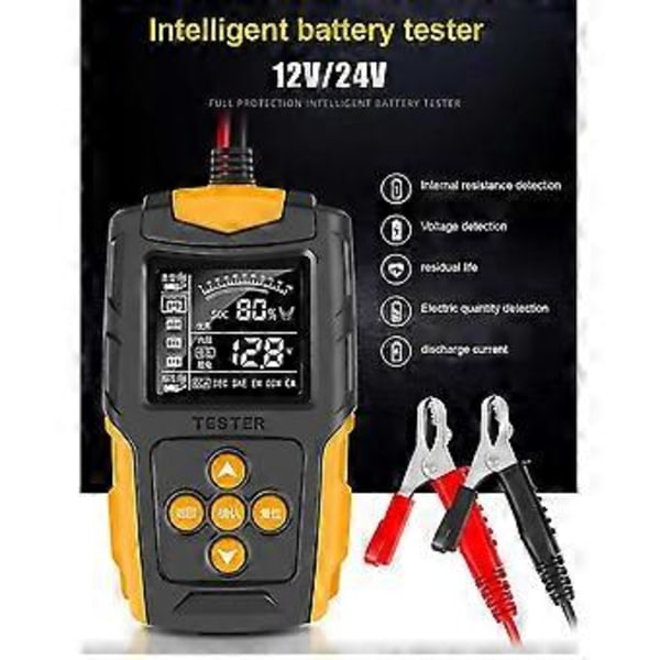 12V/24V Bilbatteritestare Digital Automobil Diagnostisk Batteritestare Analysator Fordonsstart C