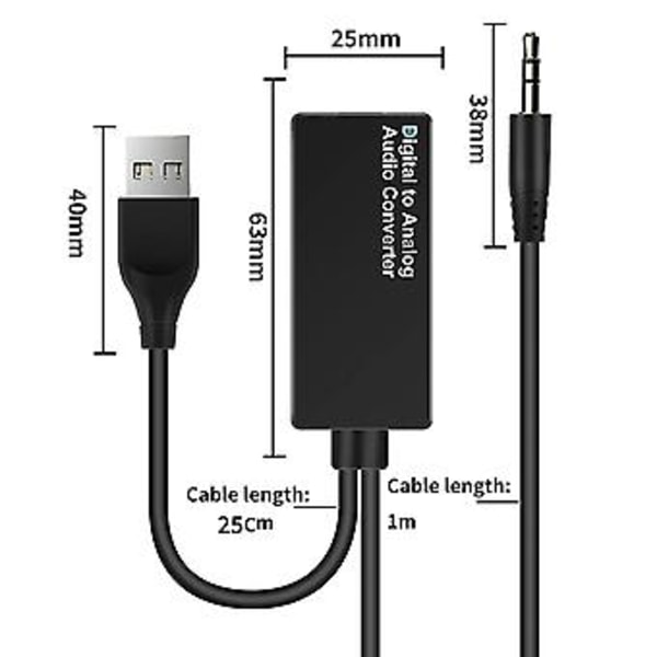 19hz Digital Till Analog Ljudomvandlare, DAC Digital Optisk Tos Till 3.5mm Ljudkabel A