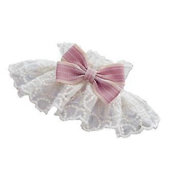 Katt Spetsrosett Halsduk Lätt Söt Prinsessstil Flora Spets Haklapp Rosettkrage för Kattungar Valpar Teddy Rosa XS