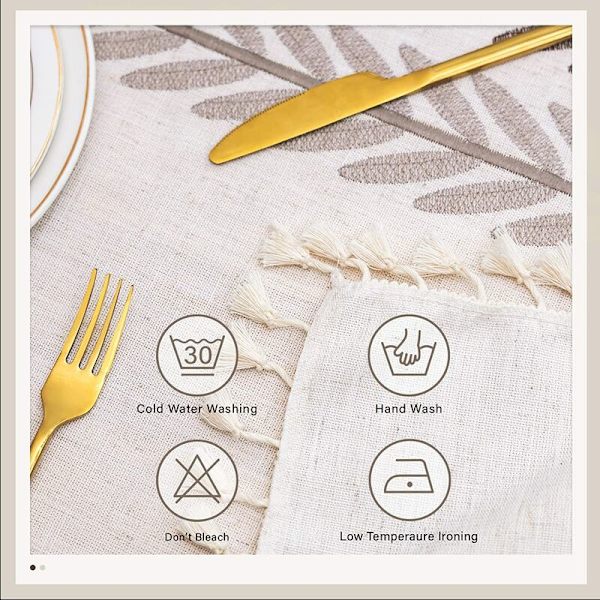Rektangulär bordsduk Vattentät Fläckbeständig Bordsduk Bomull Linne Bordsduk Rektangel 140x220 Tassel Elegant Bordsduk för Kök Ta