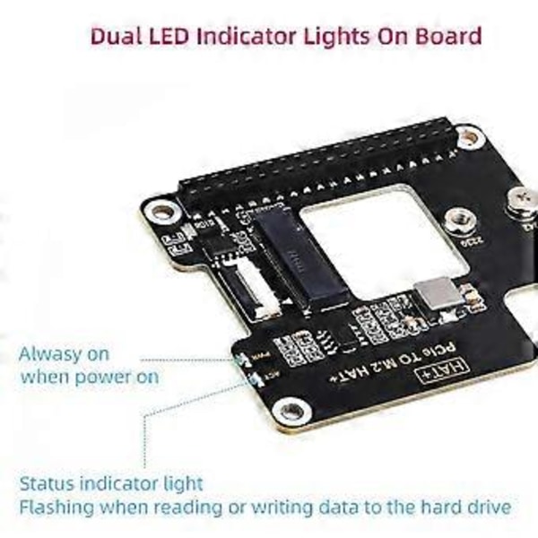 5 PCIe - M.2 HAT NVME -nopean laajennuskortti 16P-kaapelilla ja GPIO-otsikkotuki aktiivisella jäähdyttimellä