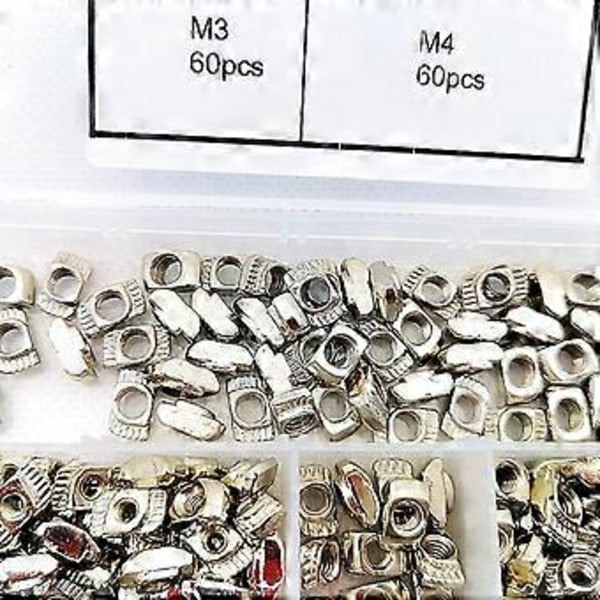 180 Delar T-spårsmutter T-Mutter Hammare för Huvudfäste 2020 Serie M3/M4/M5 för T-Mutter Sortimentskit för Aluminium