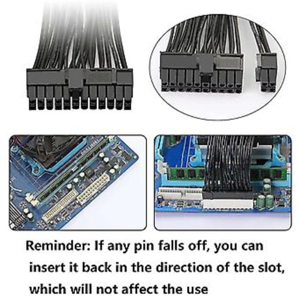 Kaksois PSU 24-nastainen Atx Mboard Splitter -kaapeli, 24-nastainen (20+4) Atx Mboard Extensi -liitäntään