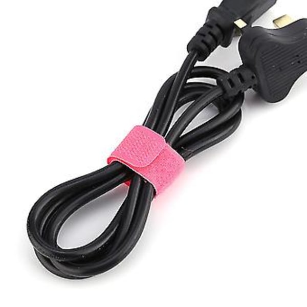 50 stk./lot Genanvendelig Ledningsorganisator Kabelholder Tape Bånd Ledningsstropper Pink