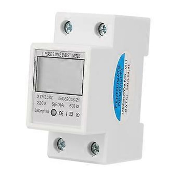 220V 5(80)A Digital 1-fas 2-tråds 2P DIN-skena Elmätare Elektronisk kWh-mätare e