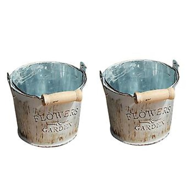 2x Retro Gammel Metall Blomst Et Blomst Metall Håndverk Jern Et S Blomsterpotte