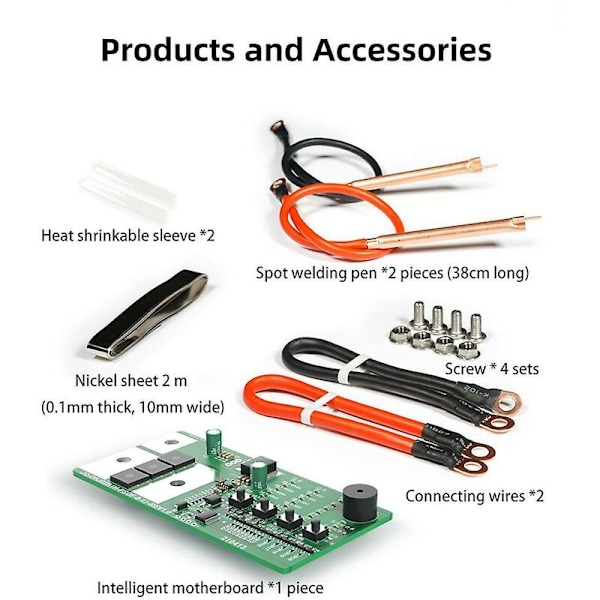 Mini punktsvetsningskit 12v punktsvetsmaskin mos-rör 0,1-0,3 mm nickelplåtsvetsverktyg för 18650 26650 38650 batterier