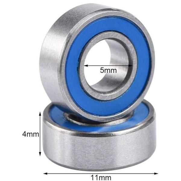 10 kappaleen pakkaus kaksinkertaisesti suojattuja miniatyyrikuulalaakereita 5 x 11 x 4 mm