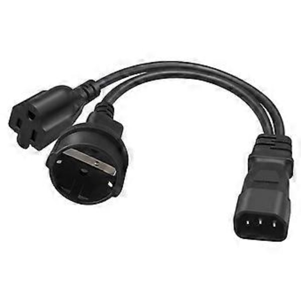 Universell C14 Hane till 5-15R US EU 4.8mm Hona Y Splitter Strömkabel 0.32M