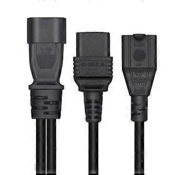 IEC320-C14 Han til IEC320-C19+5-15R Hun Adapterledning Y-splitter Strømledning