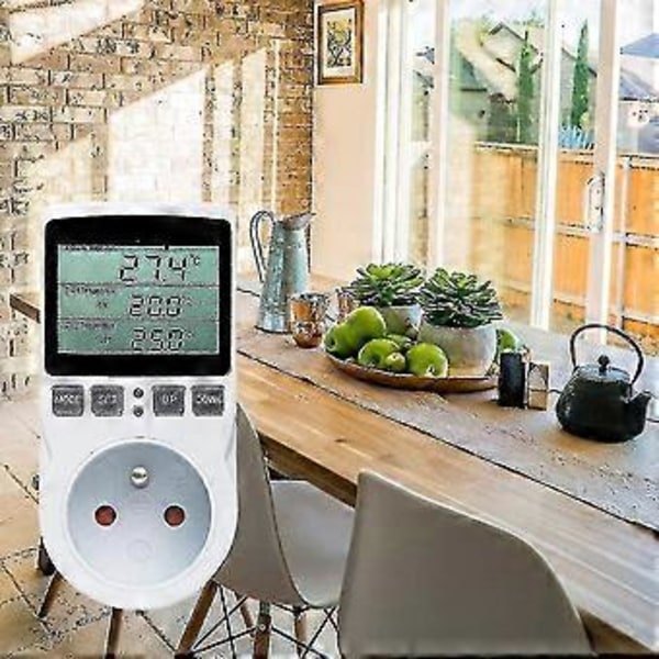 Starlight-digital Temperaturkontroller, Varme Kjøle Termostat Socket LCD Temperaturkontroll