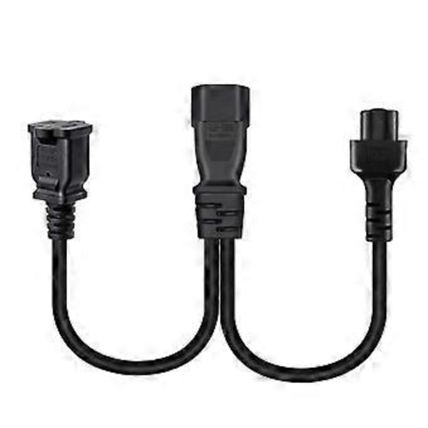 0,3 m IEC320 C14 til IEC320 C5+Nema 1-15R AC-strømforlængerkabeladapterledning