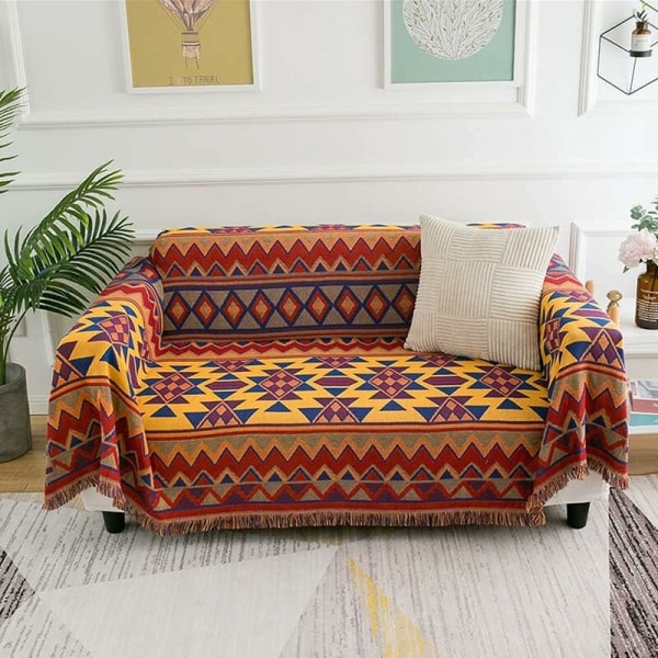 Soffa filt soffa överkast säng överkast säng filt stol överdrag resefilt dekorativ filt sofföverdrag med pompom mönster 130cm 180cm