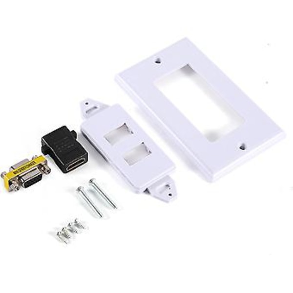 1 Port HDMI Hunn 1 Port VGA Hunn AV Veggkontakt Video Socket Frontplate Hvit