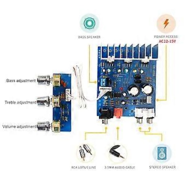 TDA2030 15W+15W+30W 2.1 Kanavainen Vahvistin Äänikortti Subwoofer Vahvistin Basson Ulostulo Kaiuttimelle DIY Dual AC12-15V