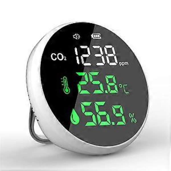 Bærbar kuldioxid detektor luftkvalitetstester CO2-måler termometer hygrometer detektor