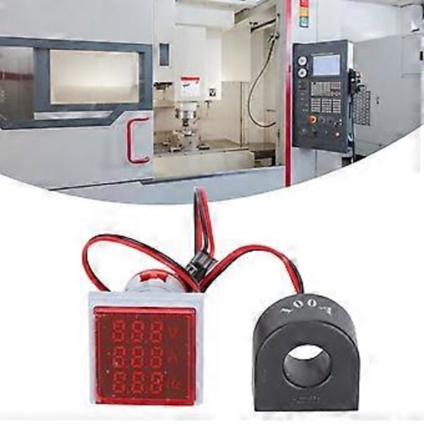 Strömsignalindikator Universell 3-Display Fyrkantig Lamplampa 60~500V AC AD1622VAH Röd