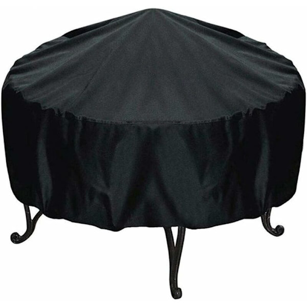 Skyddande överdrag för rund eldskål Vattentätt eldskålsskydd UV-skydd Polyester Svart Skyddande överdrag för rund utomhusgrill (dia