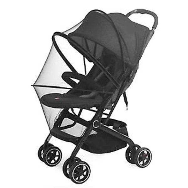 Baby Klapvogn Myggenet Universal Lynlås Foldbart Klapvognsnet Stort Myggenet Sort Kant Sort Net