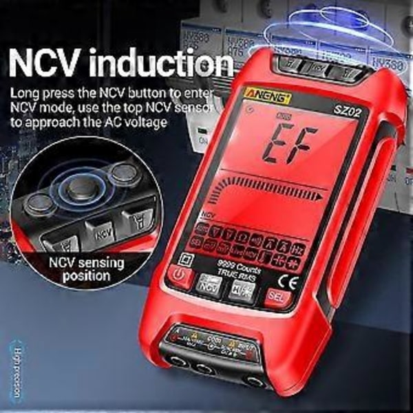 Sz02 Smart Digital Multimeter 6000 Räknar True Auto Elektrisk Kapacitansmätare Temp Transistor T