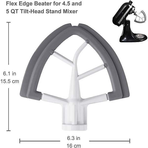 Flex Edge Beater  Tilt-head Stand Mixer, 4.5-5 Quart Flat Beater Paddle Med Flexibla Silikonkanter Skålskrapa