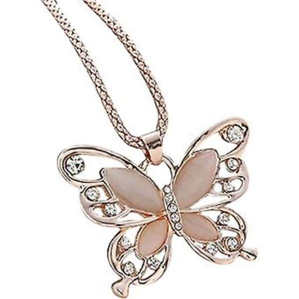 6 st Fjäril Opal Hänge Halsband Lång Tröjkedja Klädtillbehör För Kvinnor Flicka (guld) (d-8d)
