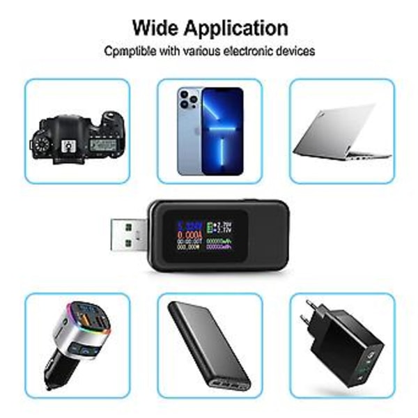 Usb 3.0 Testeri Tehomittari 4-30v 0-6.5a Usb Jännite- ja Virta Testeri Detektori, Digitaalinen Volttimittari Ampeerimittari Virtapankin Kapasiteetin Testeri Ips Värinäytöllä