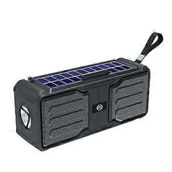 Aurinkovoimalla toimiva Bluetooth-kaiutin langaton stereokaiutin taskulampulla ulkokäyttöön subwoofer TF/FM-radio musta