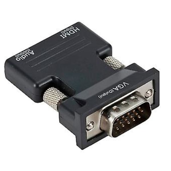 Female til VGA Female Konverter med Lydadapter, Understøtter 1080p Signal Output