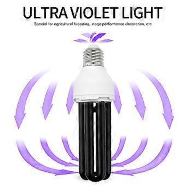 E27 40W UV Ultraviolet Fluorescerende Blacklight CFL Lyspære Lampe 220V Form: Lige Watt Forbrug Spænding: 40W DC 12V