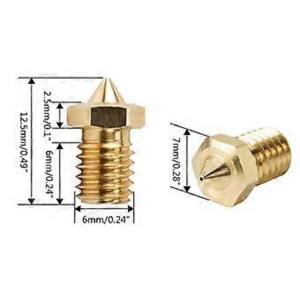 Clone-CHT Dyser 0.4mm V6 3D Printer Del Messing Dyser til 1.75mm Filament Messing Dobbelt Flow Rate