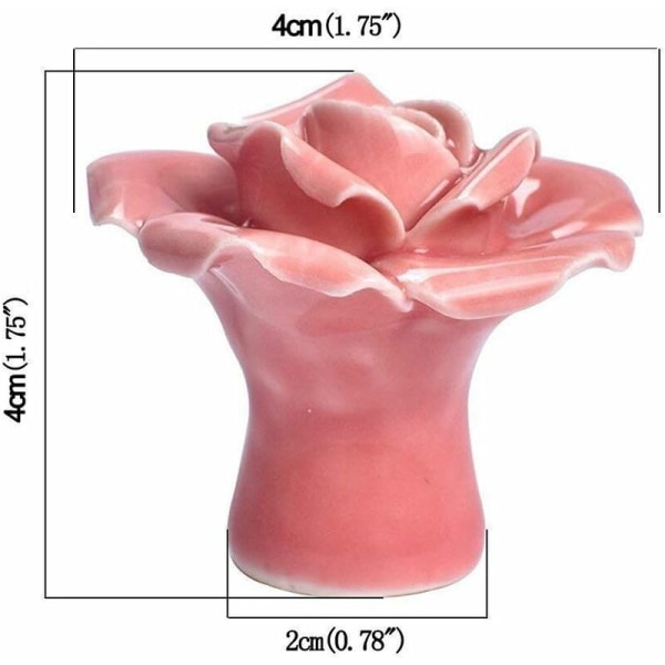 10 stycken keramiska antika blommor Rose Flower Dörrknoppar Kökslådhandtag + skruvar (rosa)