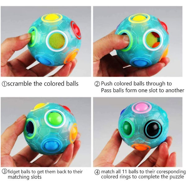 Magisk regnbueball, magisk regnbueball 3d puslespill leketøy for barnas festgave, blå