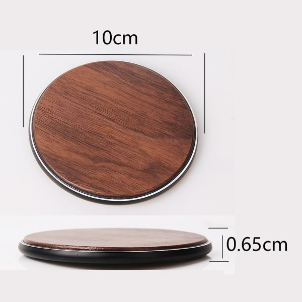 Wireless Charger Wood Charging Pad- 15w Fast Charging Station - Compatible With Iphone Black Walnut