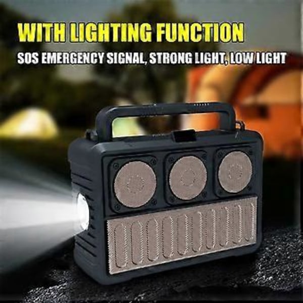 Solar Trådlös Bluetooth Högtalare Portabel FM Radio Högtalare Utomhus Bluetooth Högtalare med Ficklampa Guld