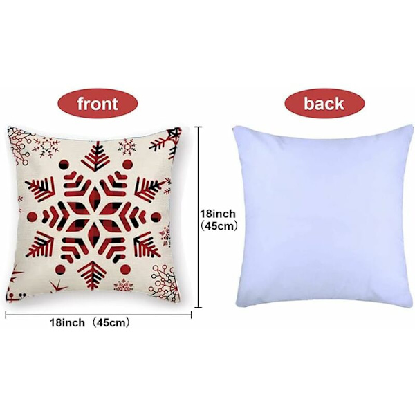4PCS Juletema Putetrekk, Snøfnugg Putetrekk, Jule Putetrekk, Jule Putetrekk for Sofa
