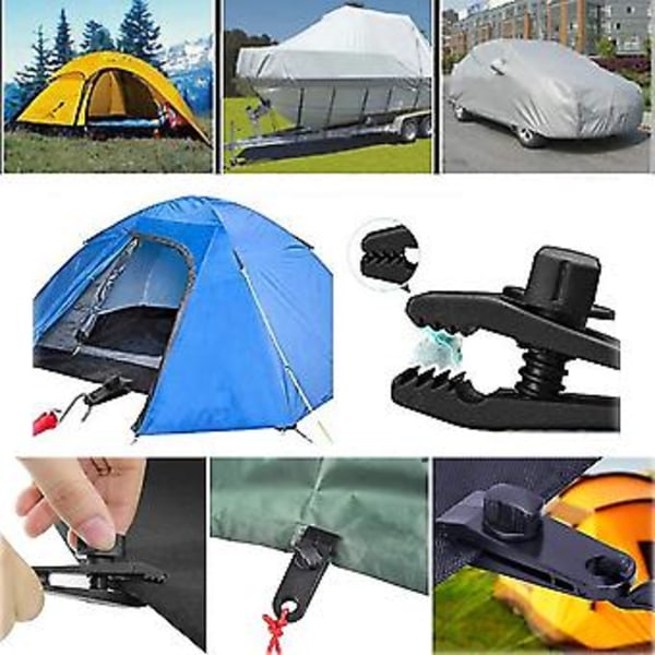 10 stk. lukkeclips til gardiner, presenninger, clips til fastgørelse af presenninger, til telte, camping, sol, vindjakke, tilbehør (sort)