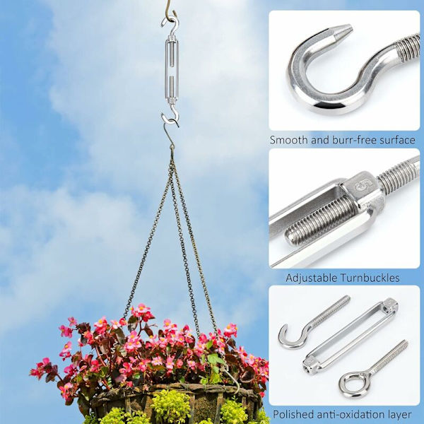 6 st M5 Spännare 304 Rostfritt Stål Hook & Eye Spännare, Justerbar Rep Spänningstråd Kabel, Tillbehör för Rep Kabel Markis Kläder an