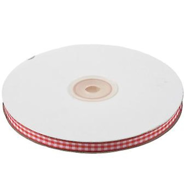 45m Hel Rulle Klippta Längder Gingham Band Sömnadshantverk, 6mm Bred Röd