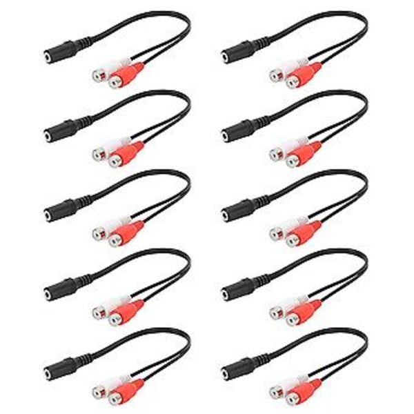 10 stk. 3,5 mm hun til dobbelt RCA hun o-kabel til tablet PC computer