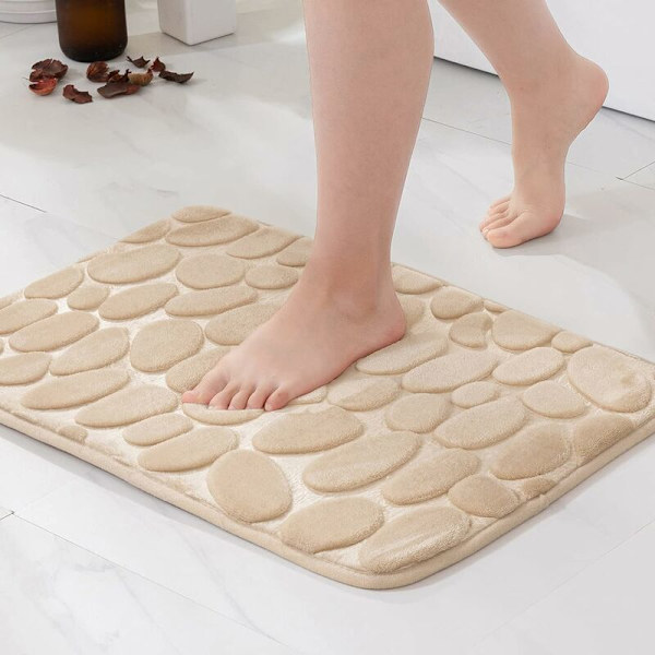 Badrumsmatta Anti-Slip 60x90cm Inomhus Dörrmatta Minnesskum Entrématta för Badrum Badkar Kök Beige