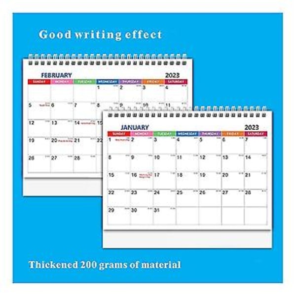 2 stk. Bordkalender Stående Flip Kalender, 12 Måneders Skrivebordskalender, Stå Op Kalender, Med Blan
