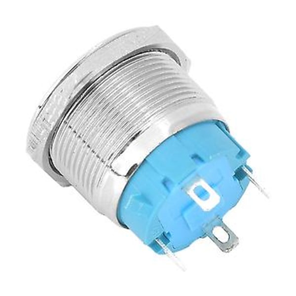 2 st Knappströmbrytare Platt Huvud Självåterställande IP65 220VAC 22mm 4-Pin Strömbrytare med Lampa (Blå)