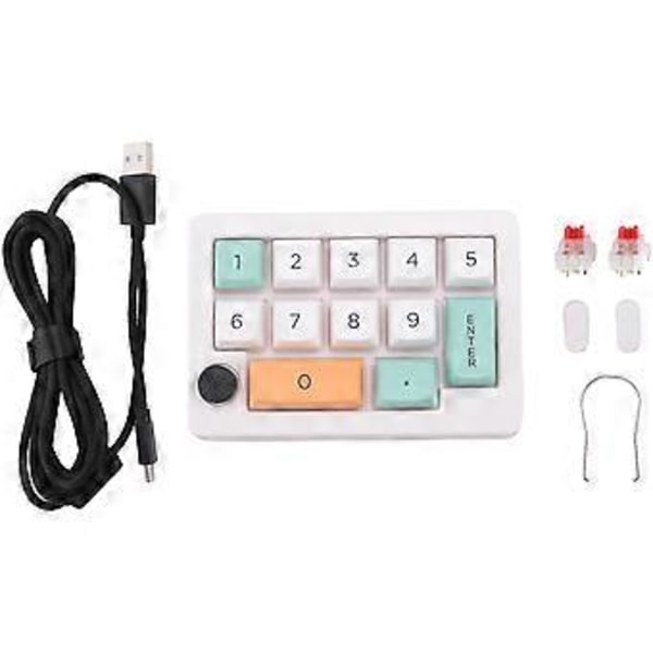 13 Taster Makro Programmerbar Hot Swappable Mekanisk Switch 7 Farve RGB Lys Gaming Mini Tastatur Numerisk Tastatur Hvid