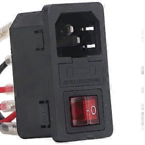 4st 3D-skrivarkontakt Säkring Strömbrytare med Indikator 3Pin IEC320 C14 Inlopp Vippströmbrytare AC250V 10A