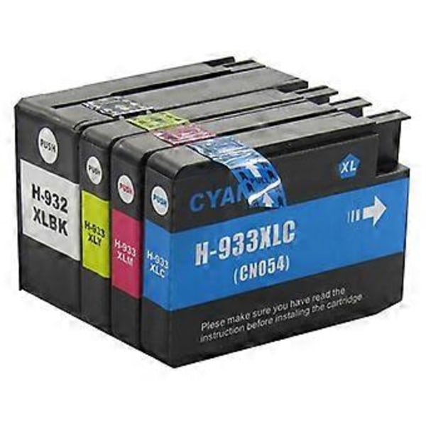 932XL 933XL full bläckpatron med chip, kompatibel för HP Officejet 6100 6600 6700 7110 7610 7612 skrivare, påfyllningsbar